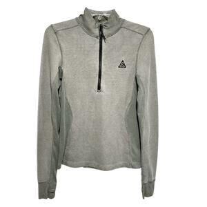 Nike ACG Womens Steeple Rock Wool Blend Base Layer Small Gray Half Zip Outdoor